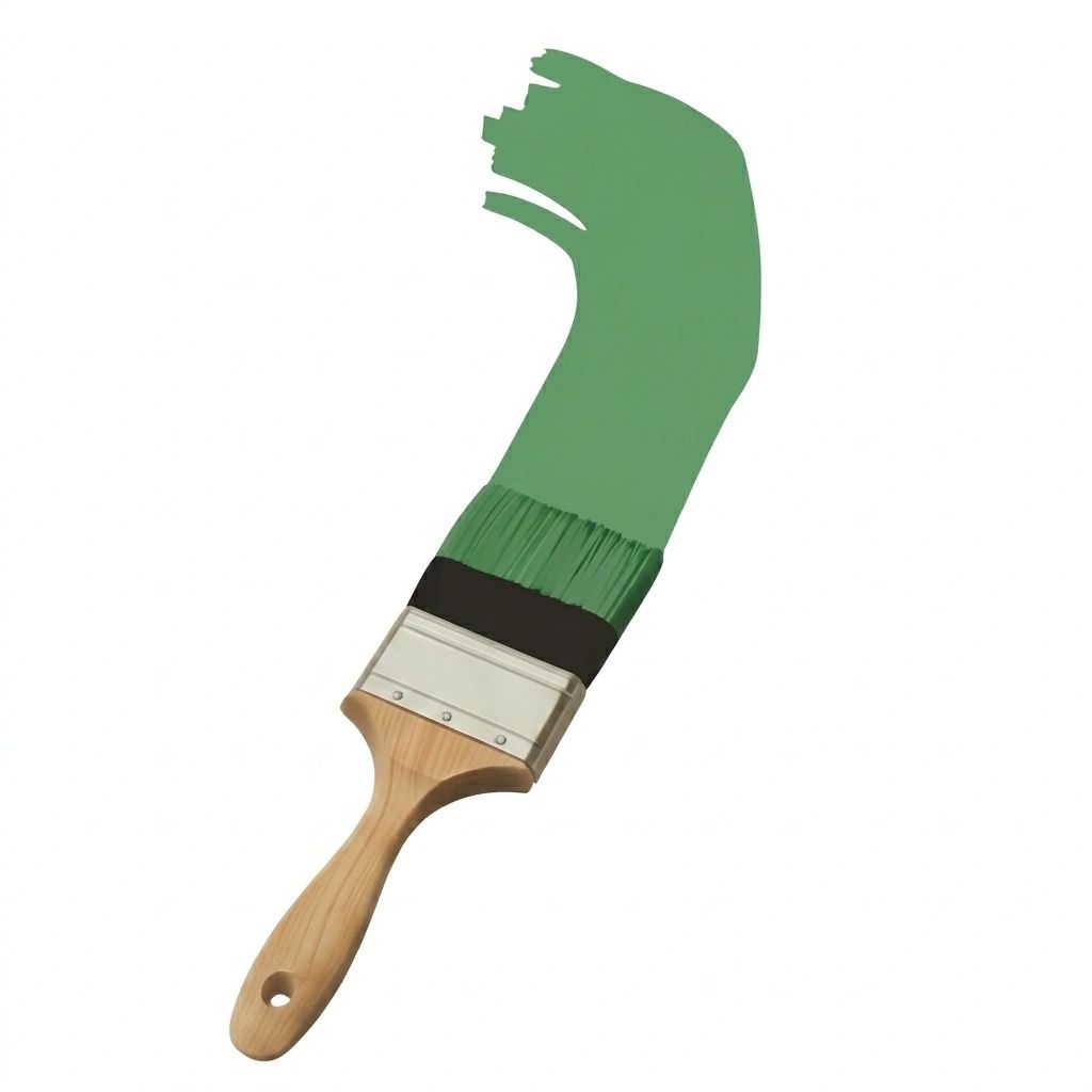 Paintbrush with green paint.