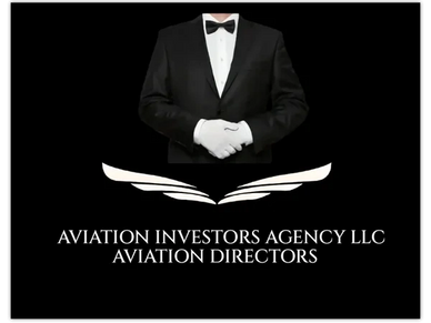 Logo of an aviation investment and director agency with a formal tuxedo figure.