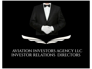 Logo of Aviation Investors Agency LLC with a formal suited figure and white gloves.