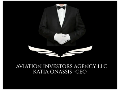Formal logo featuring a tuxedoed figure and aviation wings for an investment agency.