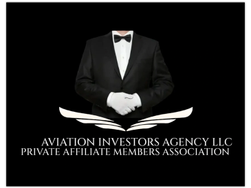 Logo with a tuxedo-clad figure and white gloves representing Aviation Investors Agency LLC.
