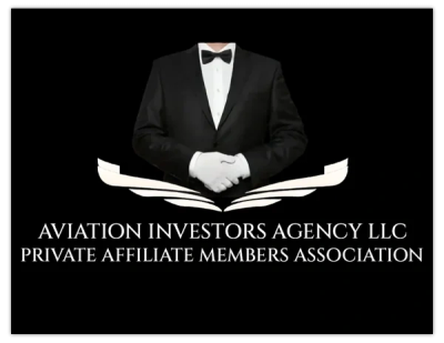 Logo of Aviation Investors Agency LLC with a suited figure and book.