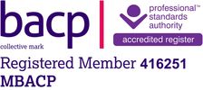 BACP logo with registered membership number (416251)