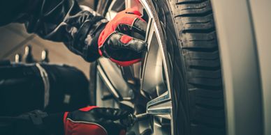 Mounting and balancing tire all makes and models including foreign and domestic automobiles.