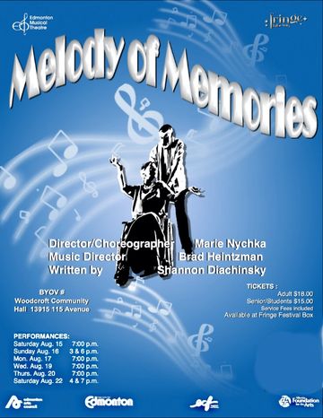Poster for Melody of Memories musical by Edmonton Musical Theatre.