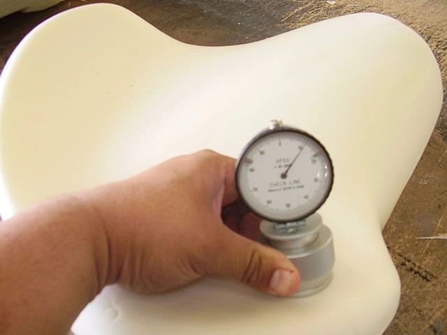 Testing foam for a motorcycle seat at H&D Molding