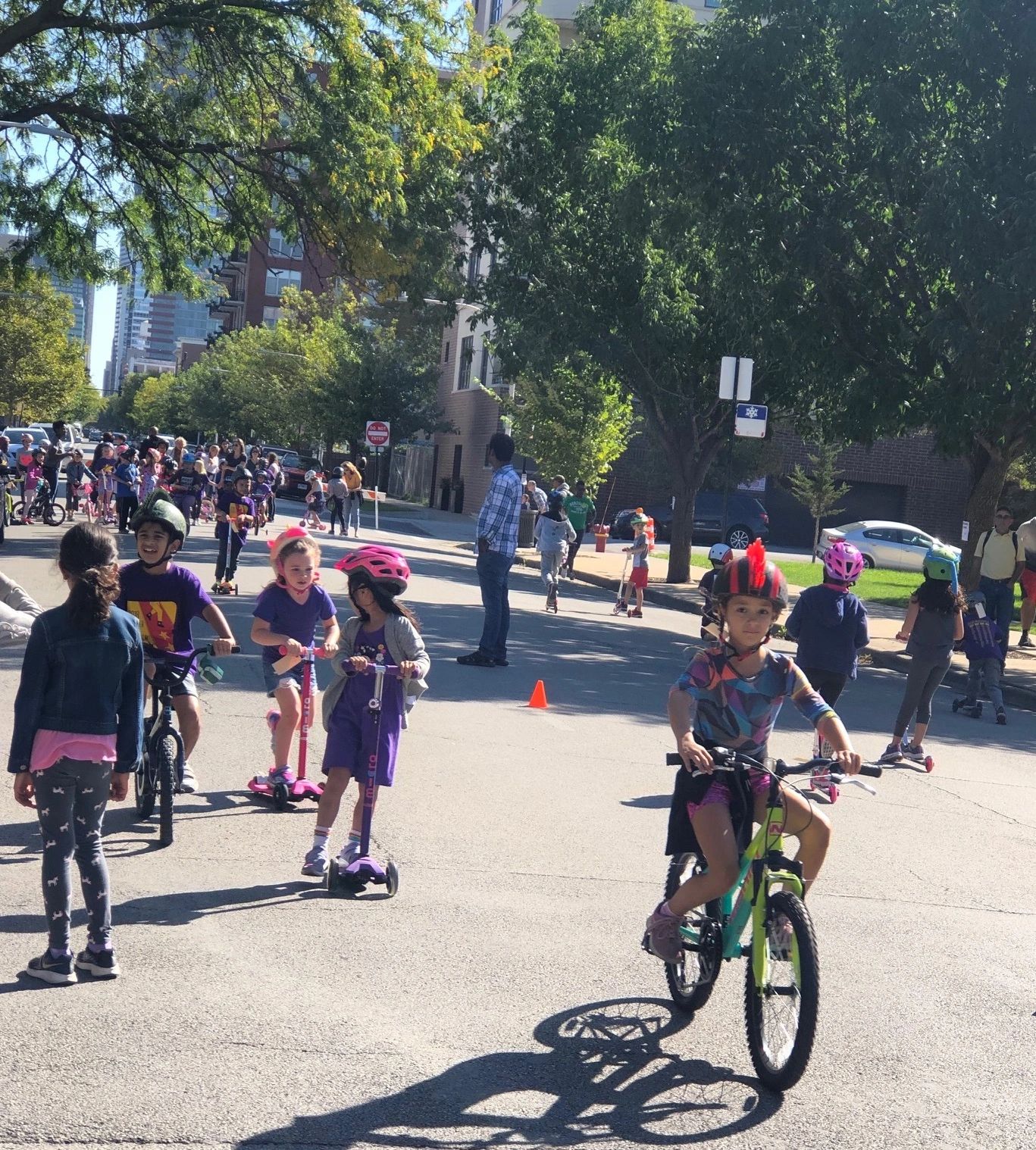 walkathon children biking west loop skinner friends of