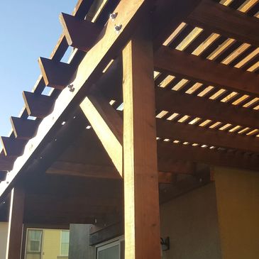 Redwood Trellis Patio Cover in Folsom, CA.