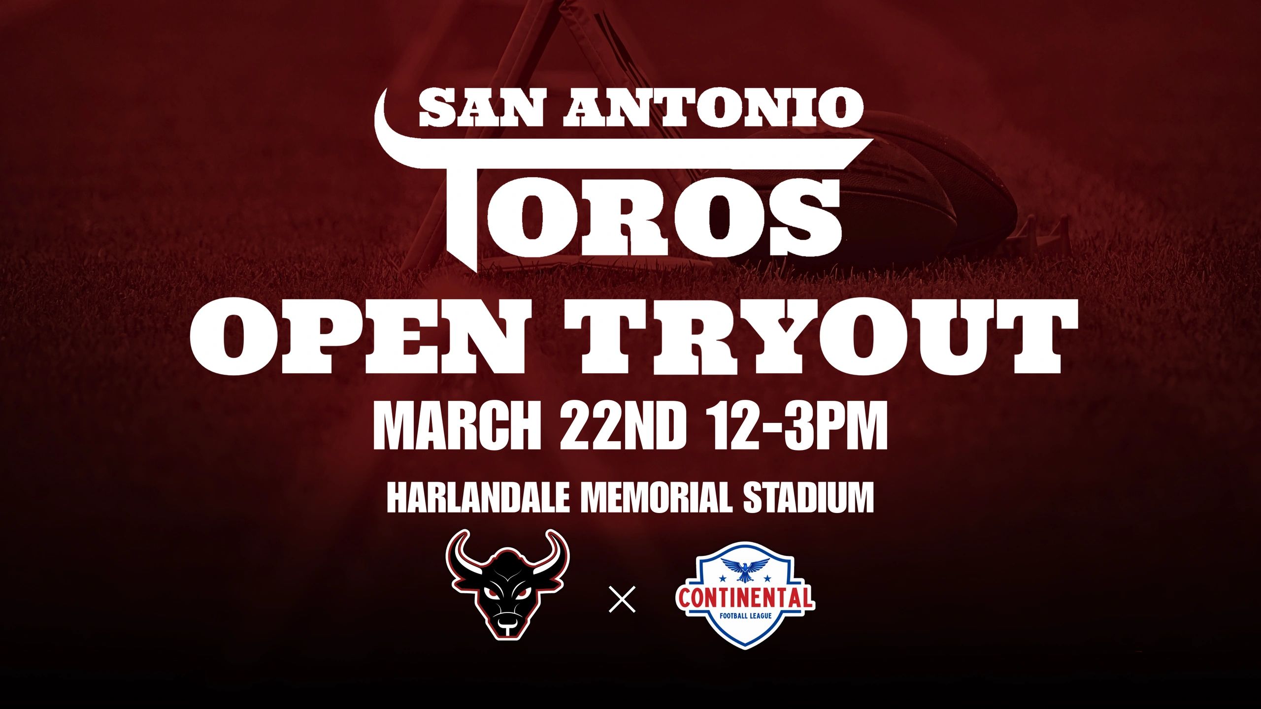 San Antonio Toros open tryout event on March 22nd at Harlandale Memorial Stadium.