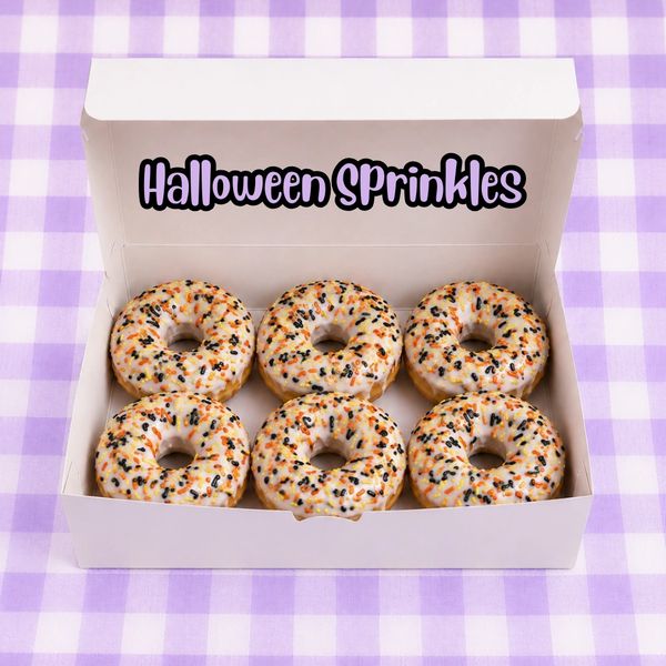 Halloween Sprinkle Donuts
1/2 dozen
