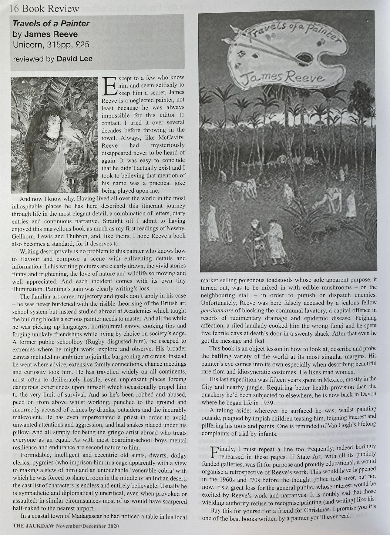 The Jackdaw - Nov/Dec 2020 - p.16 Review of Travels of a Painter by James Reeve 