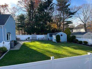 Fall yard cleanup with a nice lawn