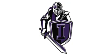 Knight mascot with shield and sword.