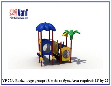 Colorful playground set for toddlers to 5-year-olds.