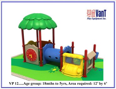 Colorful playground structure for toddlers and young children with interactive elements.