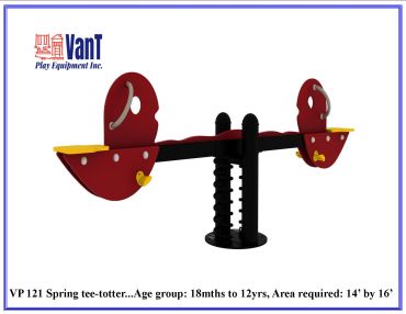Colorful spring see-saw for children ages 18 months to 12 years.