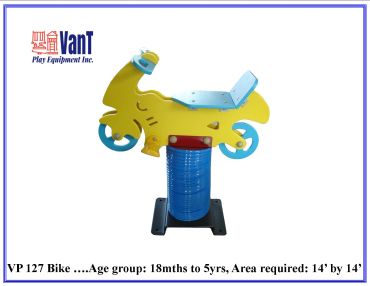 Colorful motorcycle spring rider playground equipment for toddlers.