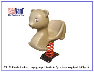 Panda-shaped playground rocker for young children with spring base.