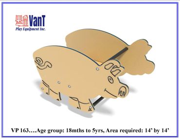 Playground pig-shaped spring rider for children aged 18 months to 5 years.