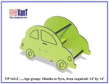 Green car-shaped toddler chair for ages 18 months to 5 years.