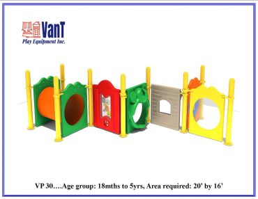 Colorful playground panel set designed for toddlers and young children.