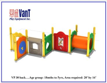 Colorful playground set designed for children aged 18 months to 5 years.