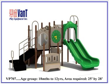 Children's playground with slides and climbing features by Vant Play Equipment.