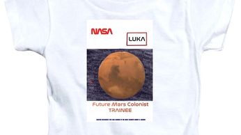 Great Grandson Luka's Nasa Custom Onesie, graphic from Robert R. Rearick, Artist, art gallery, baby