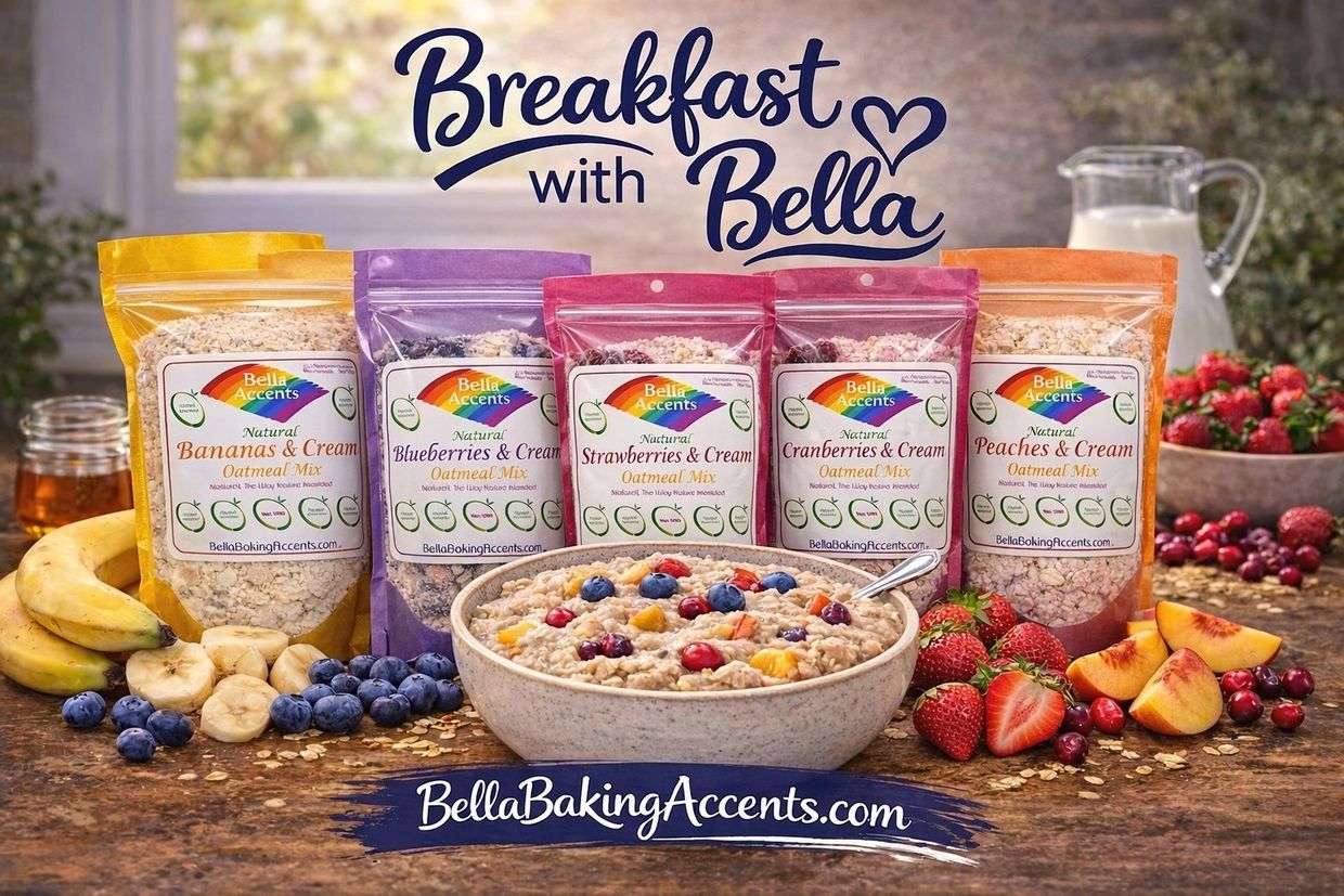 Bella Accents fruits & cream oatmeal collection with five real fruit oatmeal flavors