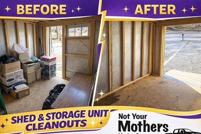 before & after junk removal shed cleanout in Camdenton, Mo. storage cleanout in Lake of the Ozarks