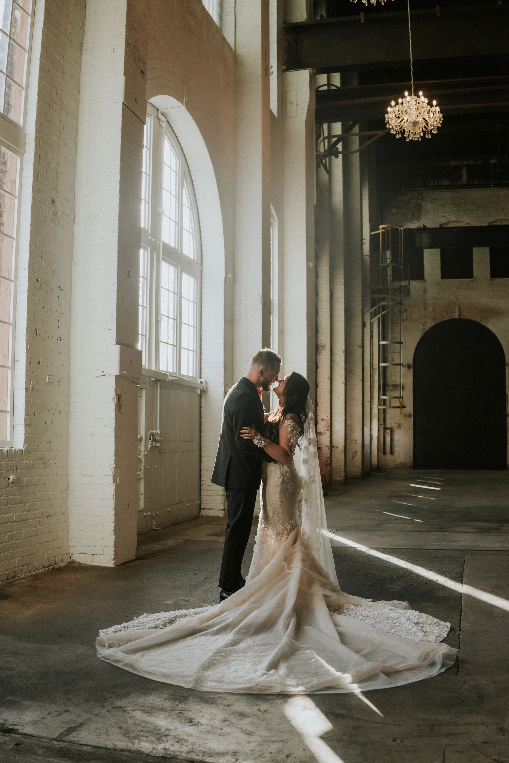 bride & groom in. two south moody light at north pacific center weddings in brainerd mn