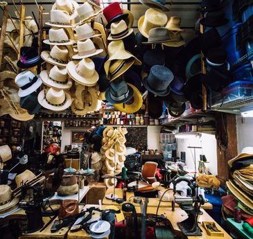 Hand blocked straw/felt hats. Handmade in New York City. Millinery, hats, fedoras, boaters. 