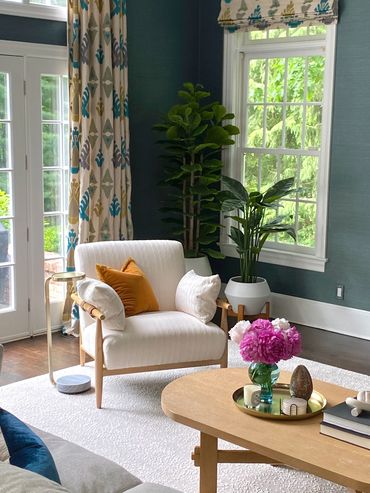 Anthropologie window treatments wallpaper carpet styling