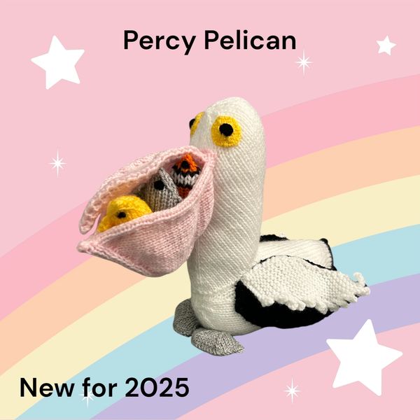 Percy Pelican has had a good day fishing, and won’t be going hungry 😋 Made with washable acrylic ya
