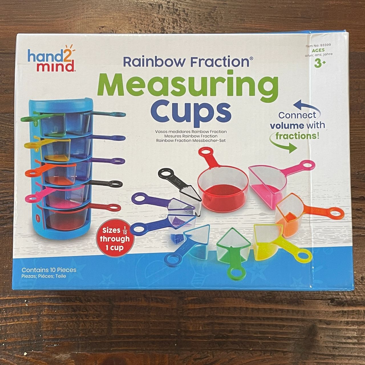 American hand2mind Rainbow Measuring Cup Set, Number Sense Learning, Montessori Teaching Aids