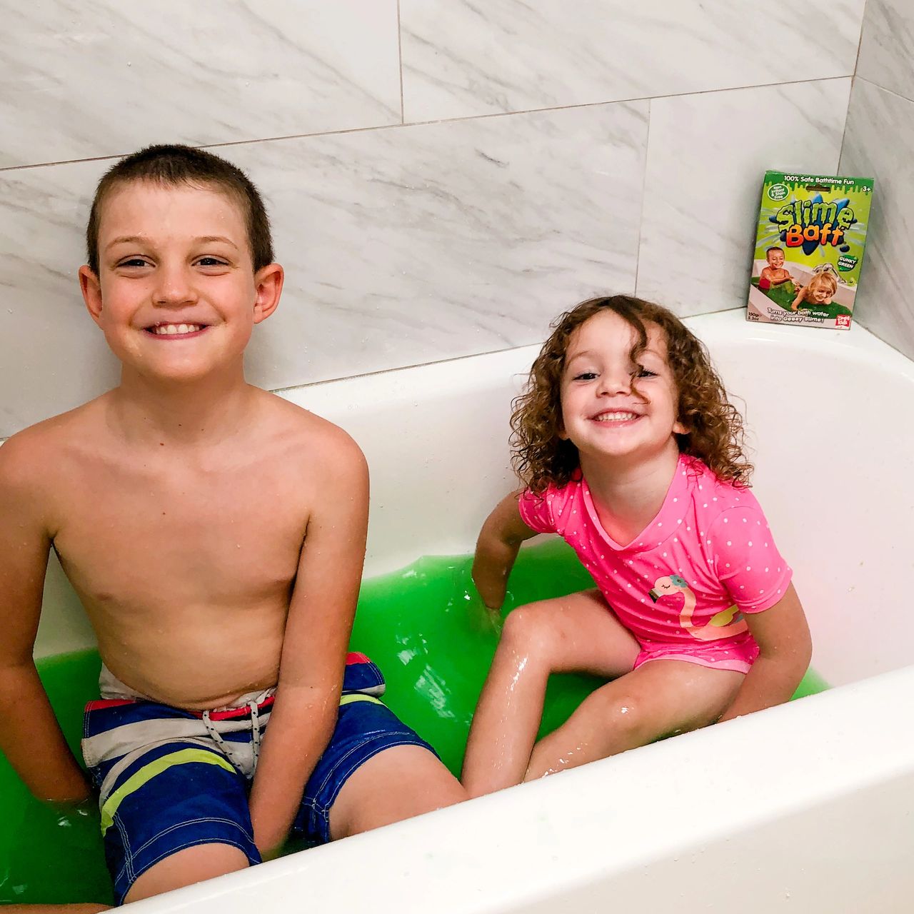 Slime Baff turns your regular bath water into a gooey, oozy bath of slime.  And by adding more water, the slime can be diluted i…