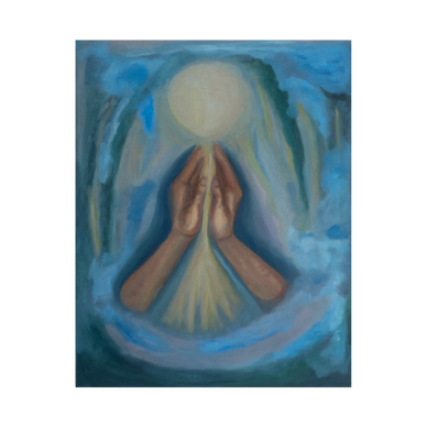Title: Light on hands / 2024 / 45 X 35 cm