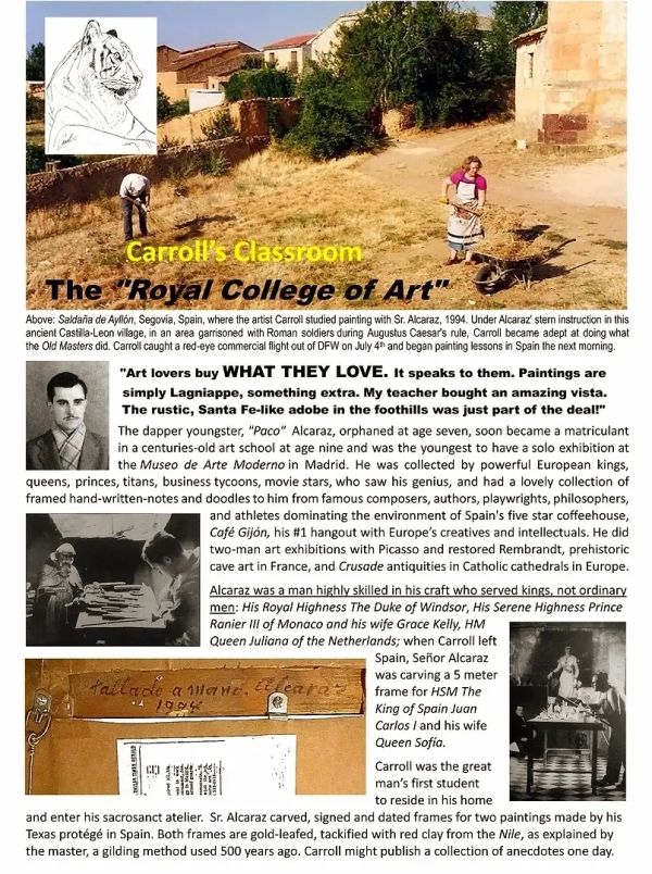 Carroll's Classroom showcasing artist Carroll Alcaraz and his painting journey in Spain.