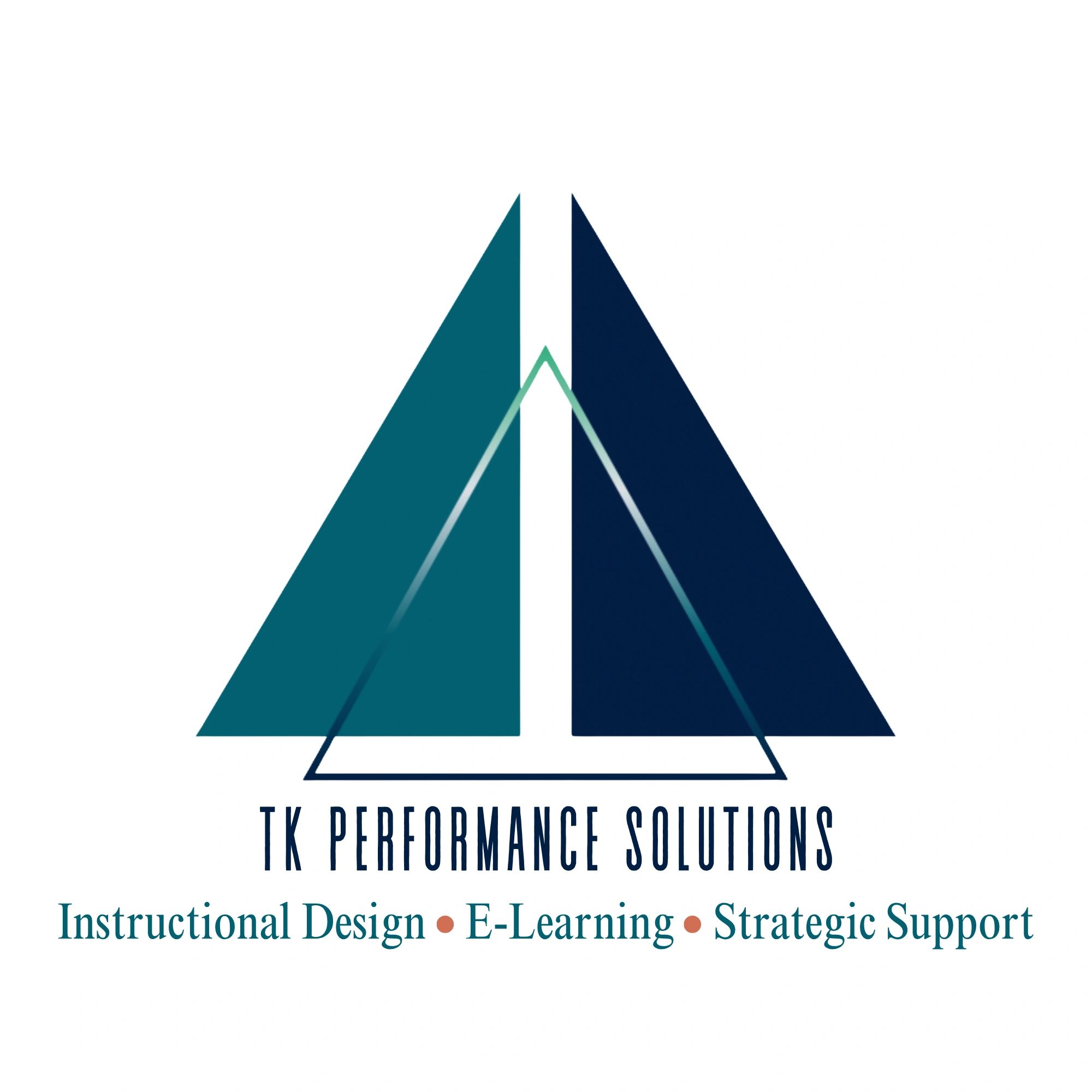 Logo for TK Performance Solutions with triangular design and services listed.