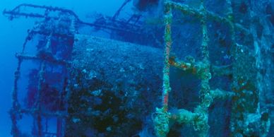 Key Largo Shipwreck USCG Cutter Bibb laying on her side. 
