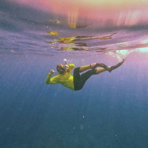 Snorkeler poses during a snorkeling trip in Key Largo's shallow reefs.