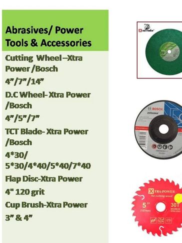 Flap Wheel:  4” flap wheel is available grit: 60/80/120
.Xtra Power Premium Twisted Cup Brush. Used 