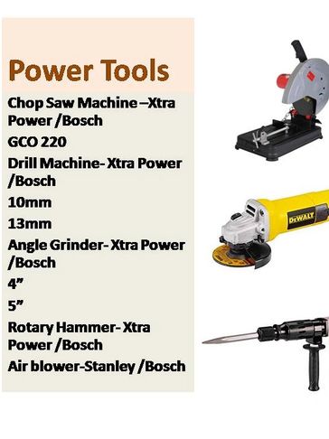 Stockist : Bosch, xtra power, dewalt, matrix available. drill machine hammer drill, angle grinder,ma