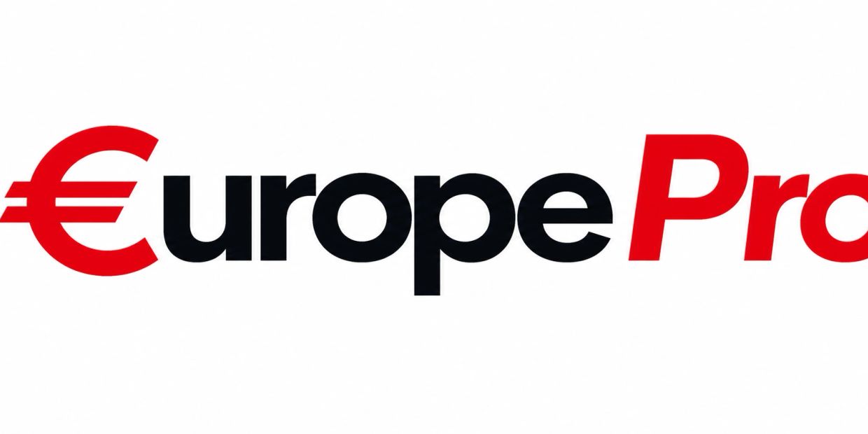 Logo stylisé Europe Pro avec le symbole euro rouge.