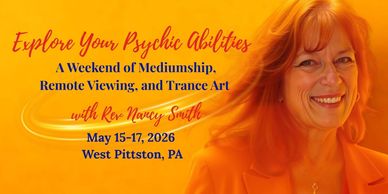 Flyer for a psychic abilities workshop with Rev. Nancy Smith in West Pittston, PA, May 2026.