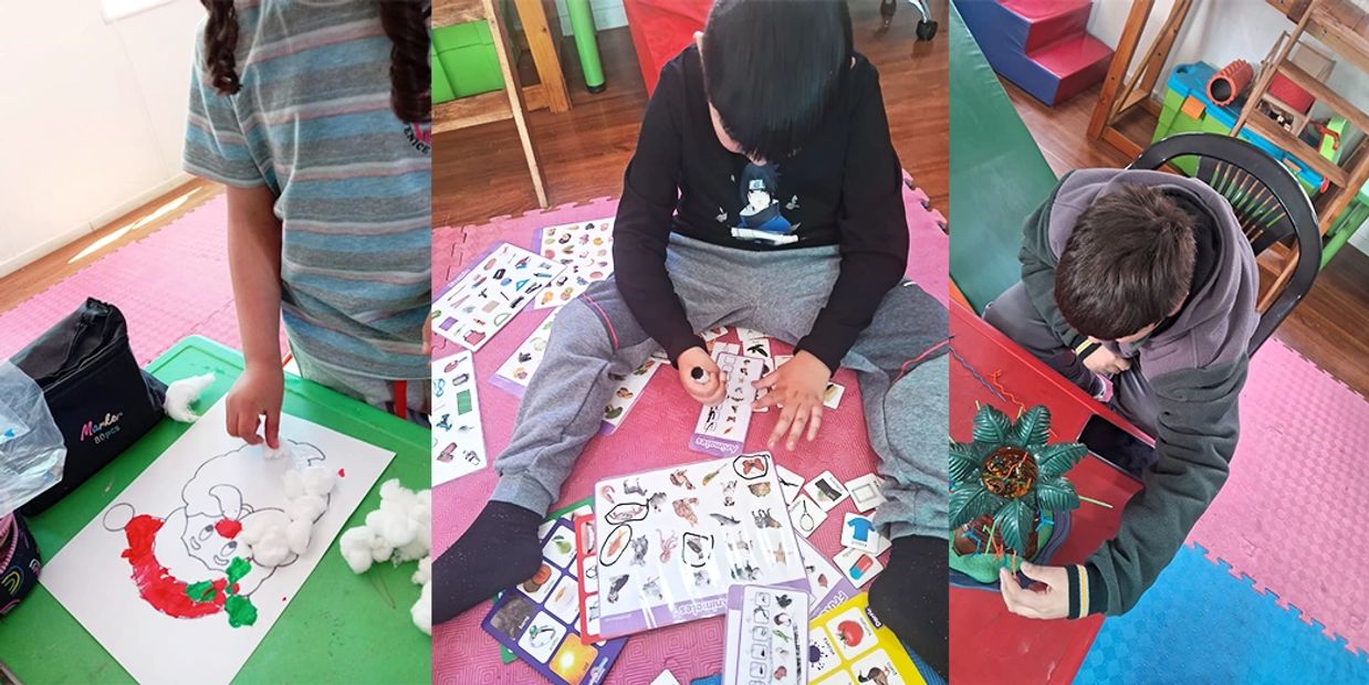 Children engaged in creative and educational activities indoors.