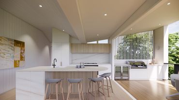 Embrace an open living/entertaining modern coastal feel with warmth, silky tones & milky whites.