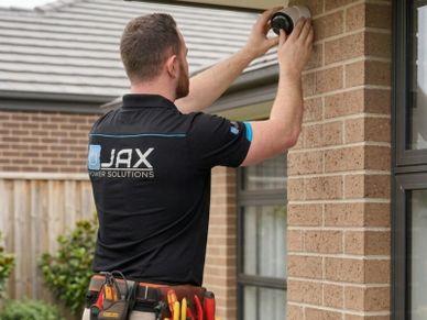 Security camera installation completed by a JAX Power Solutions Electrician at a residential propert