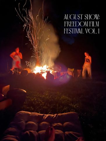Freedom Film Festival main image of a bonfire at night with dancing figures and sparks going upwards