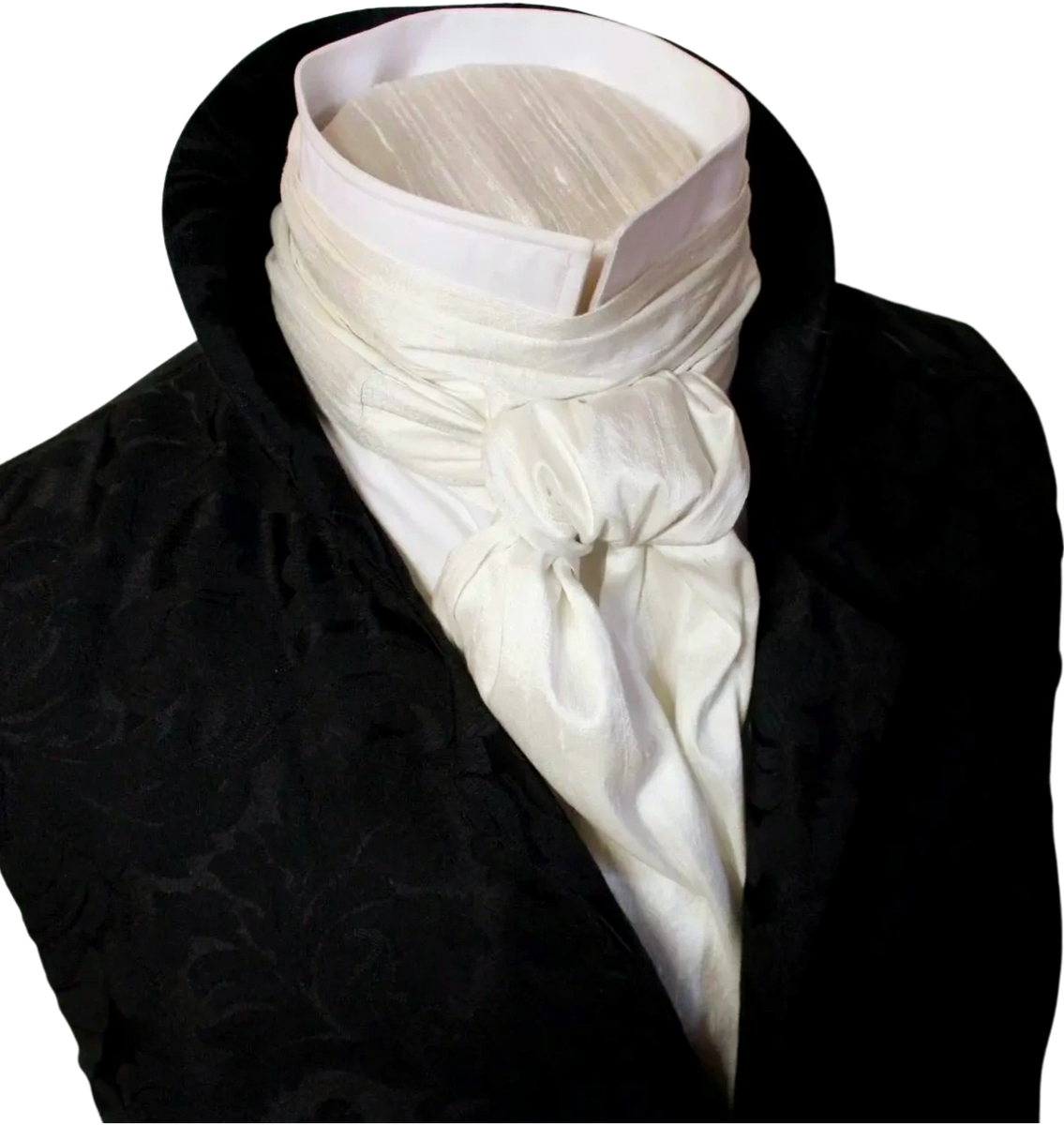FORMAL Victorian Ascot Tie Cravat - Platinum Silver Dupioni SILK